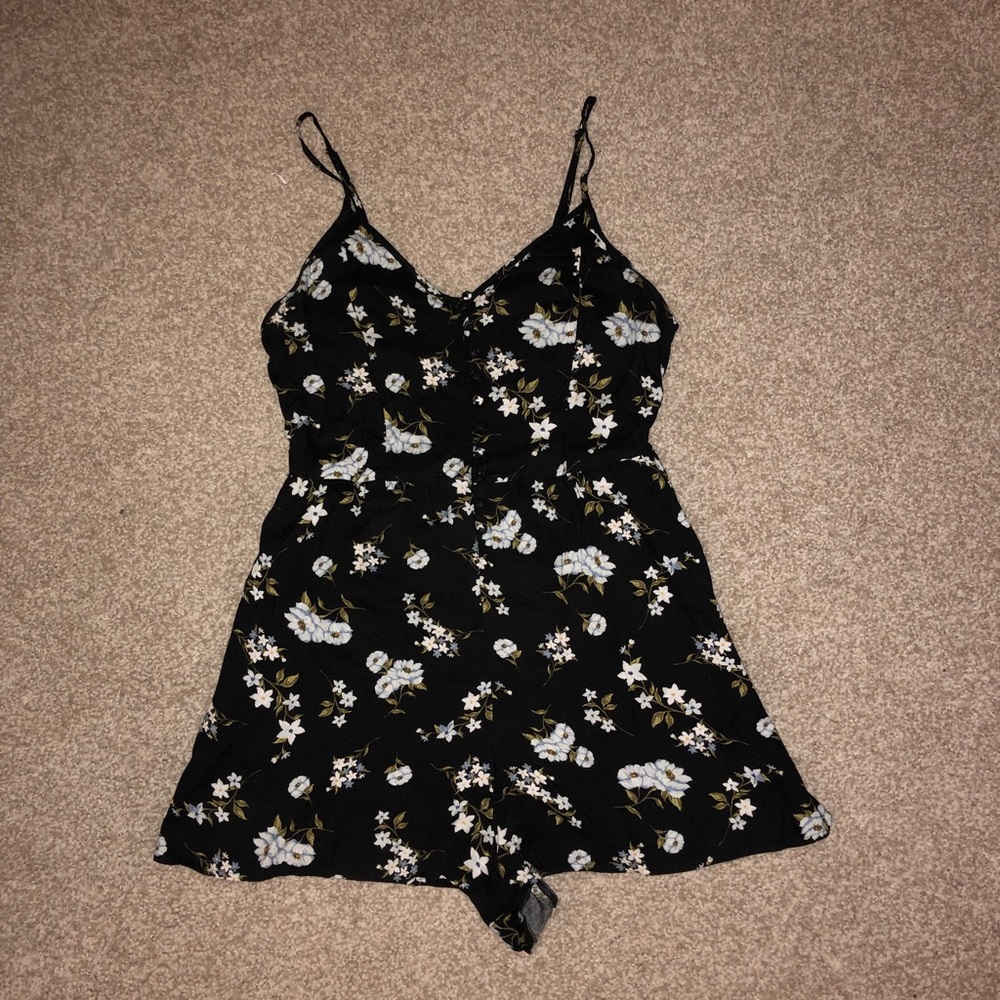 American Eagle Outfitters black floral romper